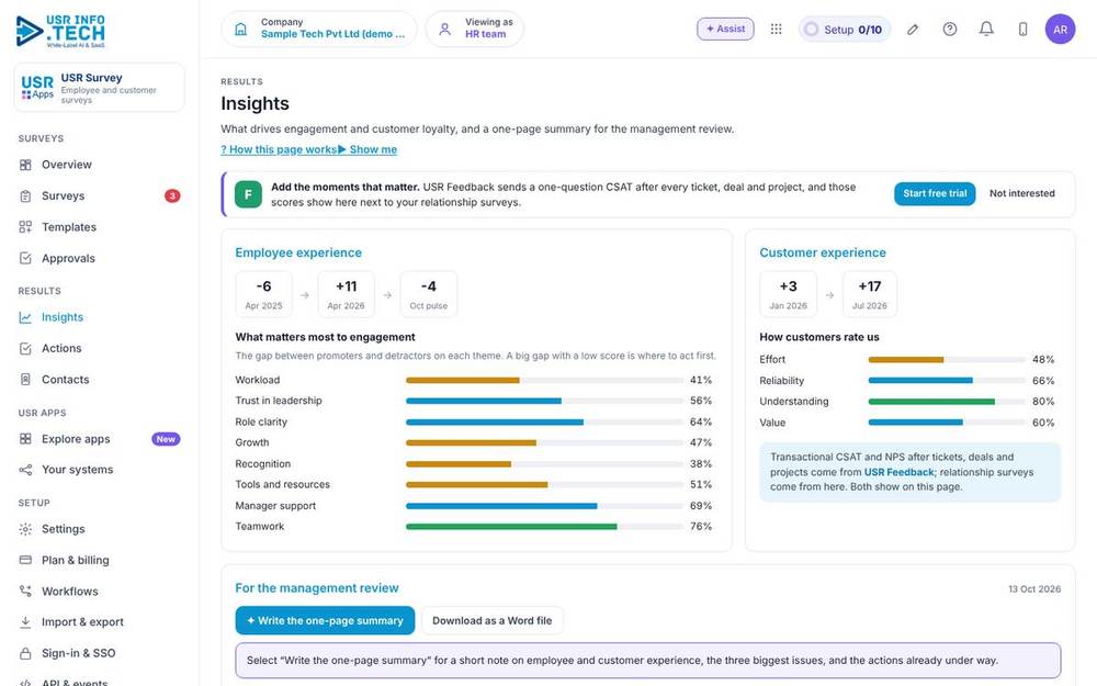 USR Survey, Insights screen